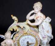 3pc Porcelain Cherub Figural Clock Set