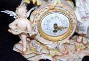 3pc Porcelain Cherub Figural Clock Set