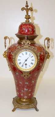 3pc. French Enamel Pottery Clock Set