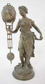 French Ball Swinging Arm Lady Statue Clock