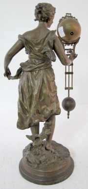 French Ball Swinging Arm Lady Statue Clock