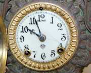 Ansonia Metal Clock w/Cherubs Porcelain Insert