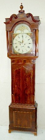 Mahogany Calendar Dial Inlaid Tall Case Clock