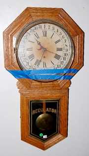 Sessions Oak Calendar Schoolhouse Clock