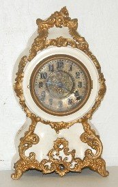 Iron Mantle Clock w/ Ornate Trim & Dial