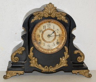 Ornate Ansonia Iron Mantle Clock