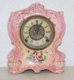 No. 417 Pink Floral T & S China Clock