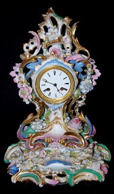 Antique 2 Piece Old Paris Porcelain Clock