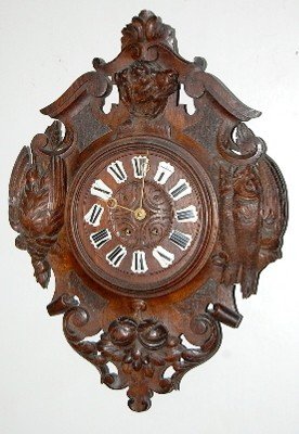 Antique Black Forest Dog & Game Hanging Clock