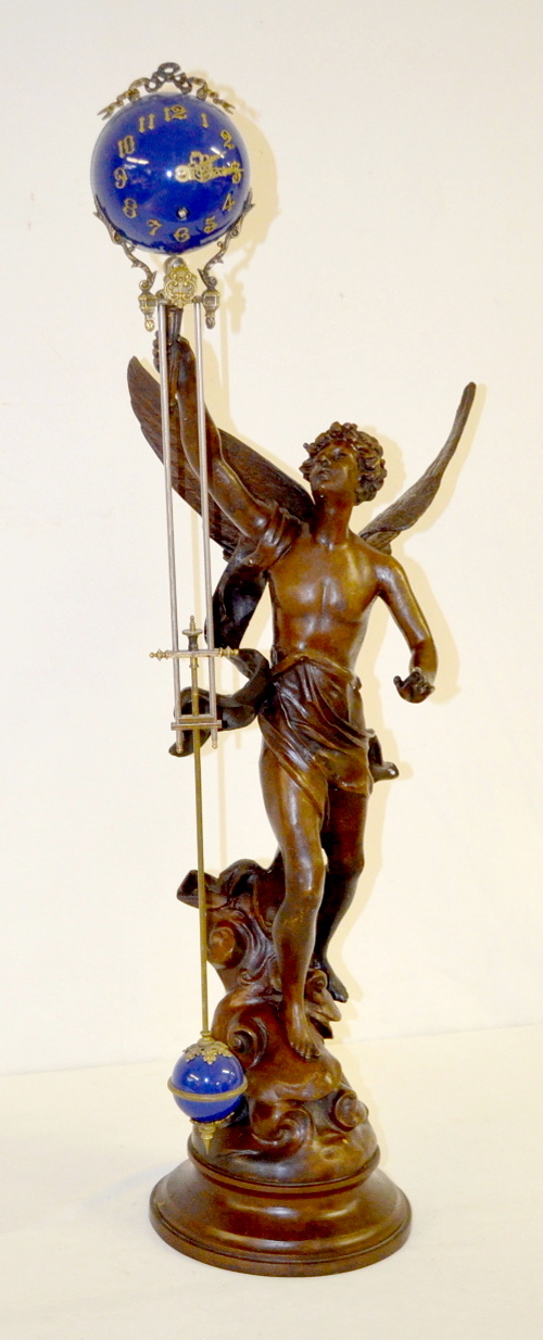 Contemporary Bronze Angel Swinging Ball Clock