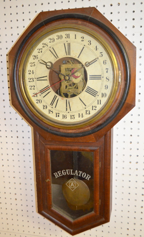 Antique Ansonia Long Drop Schoolhouse Calendar Clock