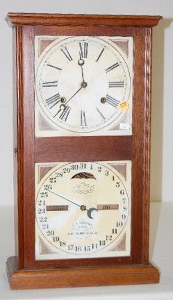 Ithaca Walnut Double Dial Calendar Clock