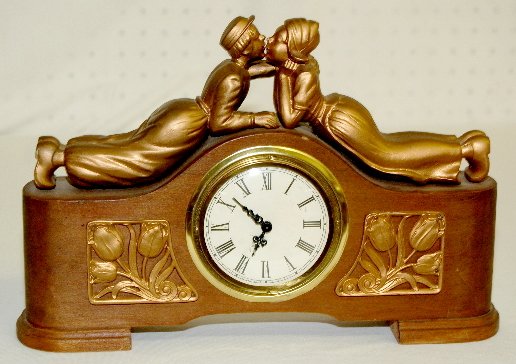 Antique Clock with Dutch Kissing Couple