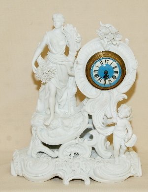Porcelain Lady with Cherub Shelf Clock
