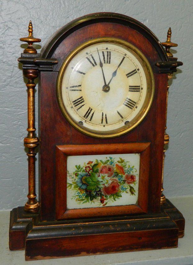 Seth Thomas beehive clock w/painted rose detail.