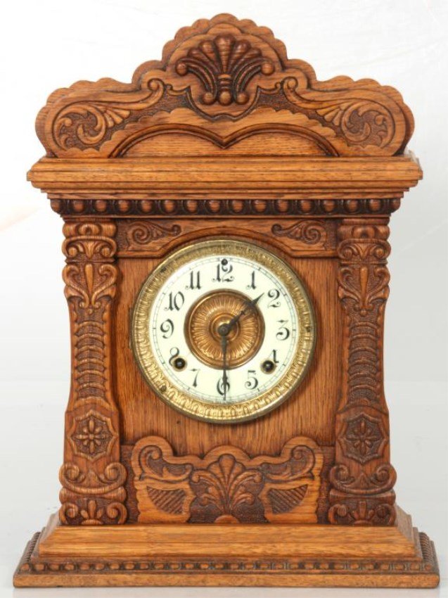 Ansonia “Magenta” Oak Mantle Clock