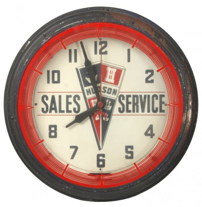Hudson Sales & Service Neon Wall Clock