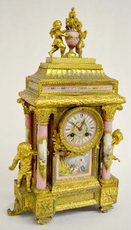Vincenti Cherub Clock w/ Porcelain Columns