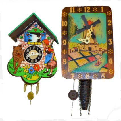 2 Clocks, Riding Hood & Windmill Wall Clock