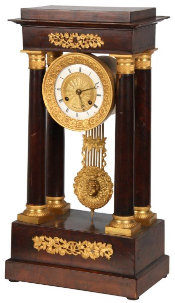 French Empire 4 Column Mantle Clock