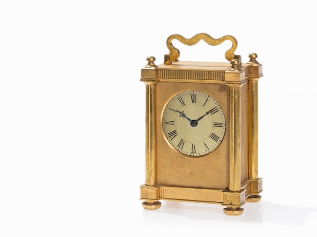 A Carriage Clock with Guilloch Case, pres. France,