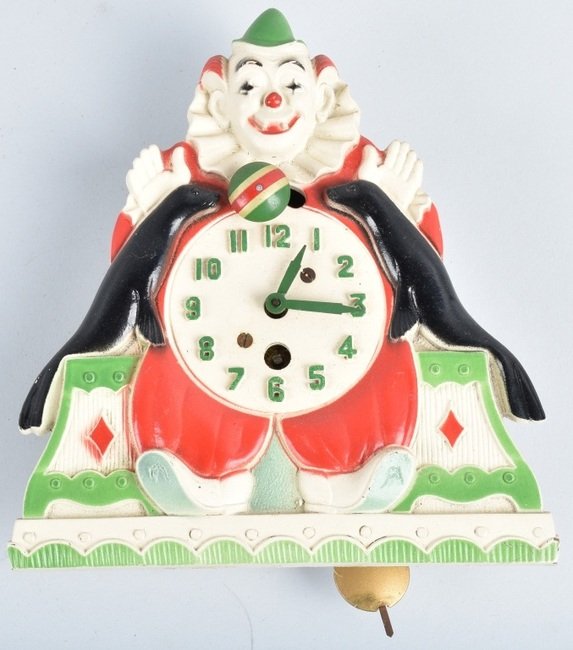 LUX CLOWN and SEALS NOVELTY CLOCK