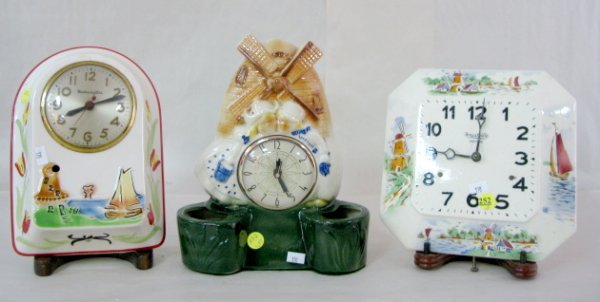 3 Electric Ceramic Dutch Scene Clocks