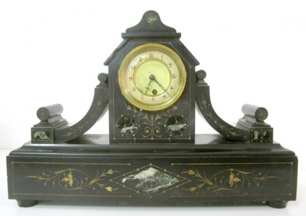 French Time Only Slate Mantle Clock