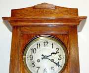 Oak Gustav Becker T&S Beveled Glass Wall Clock