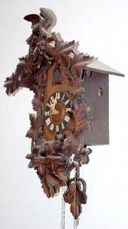 Black Forest Carved Bird & Fox Cuckoo Clock