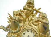 Iron Front Figural Frog Musician Novelty Clock