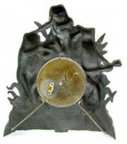Iron Front Figural Frog Musician Novelty Clock