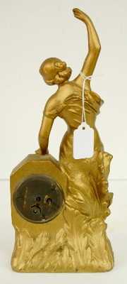 Metal German Art Nouveau Lady Novelty Clock