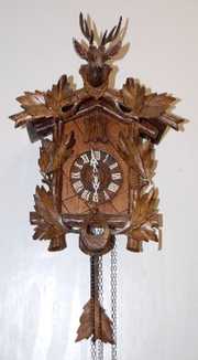 Black Forest Carved Buck Head Cuckoo Clock
