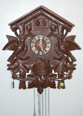 Black Forest Carved Bird & Nest Cuckoo Clock