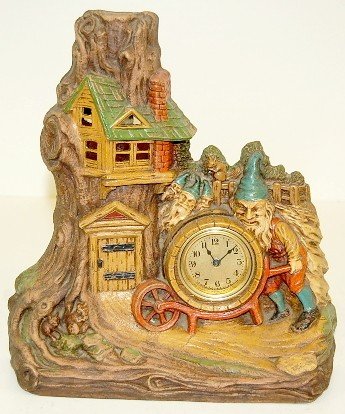 Lux Gnome Tree Wooden Carved Clock Lamp