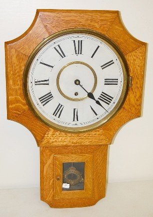 Oak Emperor Short Drop Schoolhouse Clock