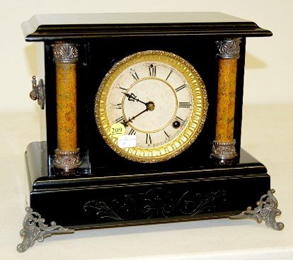 Waterbury Black Enamel Deerfield Mantel Clock