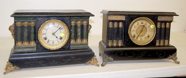 Gilbert & Waterbury Black Enamel Mantle Clocks