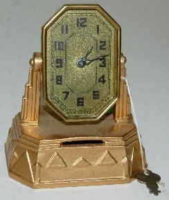 Lux Metal Deco Bank Dresser Clock