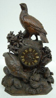 Black Forest Carved Birds & Chicks Clock