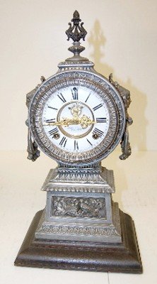 Antique Ansonia Iron Clock W/ Ladies Head