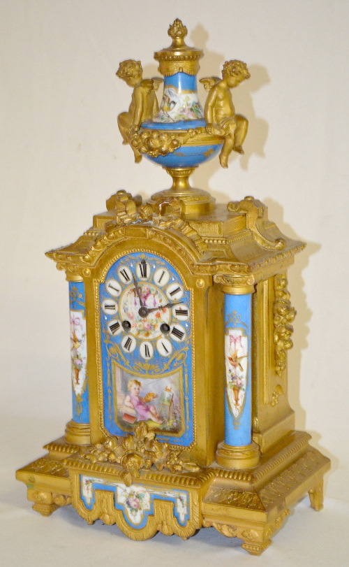 Antique P.H. Mourey Sevres Porcelain Cherub Clock