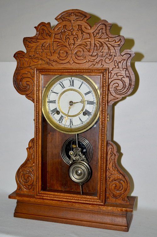 Antique Waterbury Pressed Oak Kitchen Clock