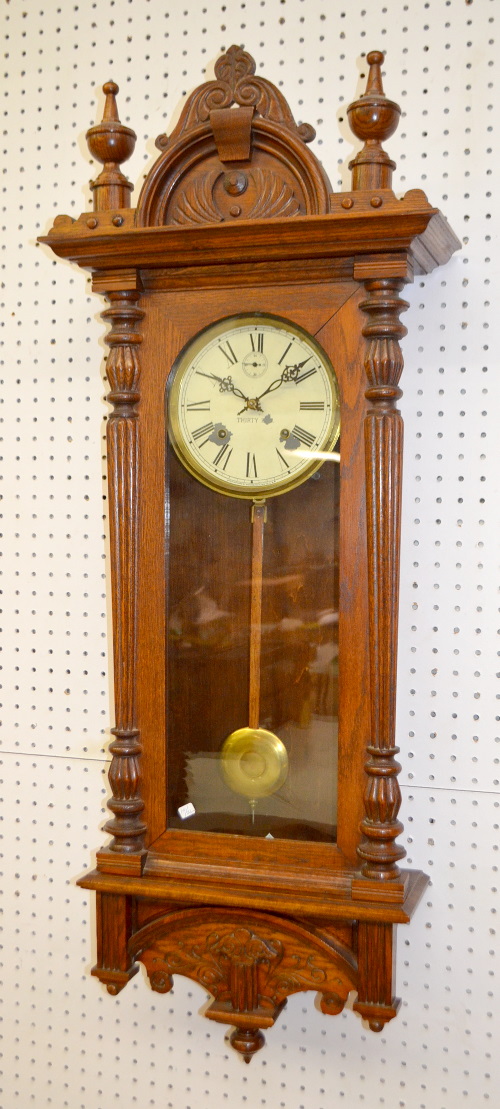 Antique Waterbury “Grant” Oak Wall Clock