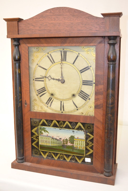 Antique Riley Whiting Split Column Wood Works Clock