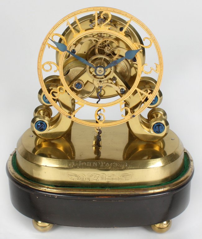 A rare mid 19th century skeleton clock by John Pac