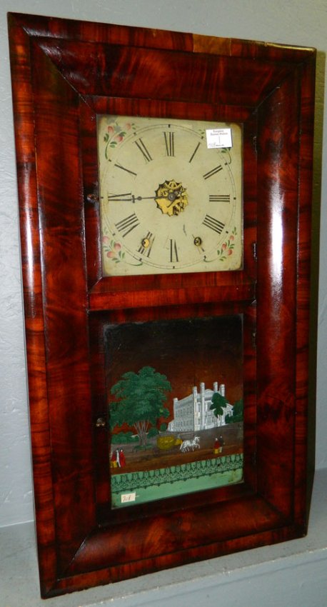 Jerome & Co. 8 day clock w/ cathedral scene.
