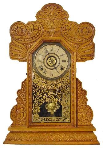 Ingraham Oak Alarm Kitchen Clock w/Extremely Orna