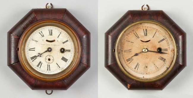 Two Welch Manufacturing Co., Miniature Gallery  Clock,